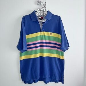 Tommy Hilfiger Pink Blue Yellow Green Polo Shirt Men’s Size Large